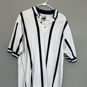White and Blue Striped Men's Shirt